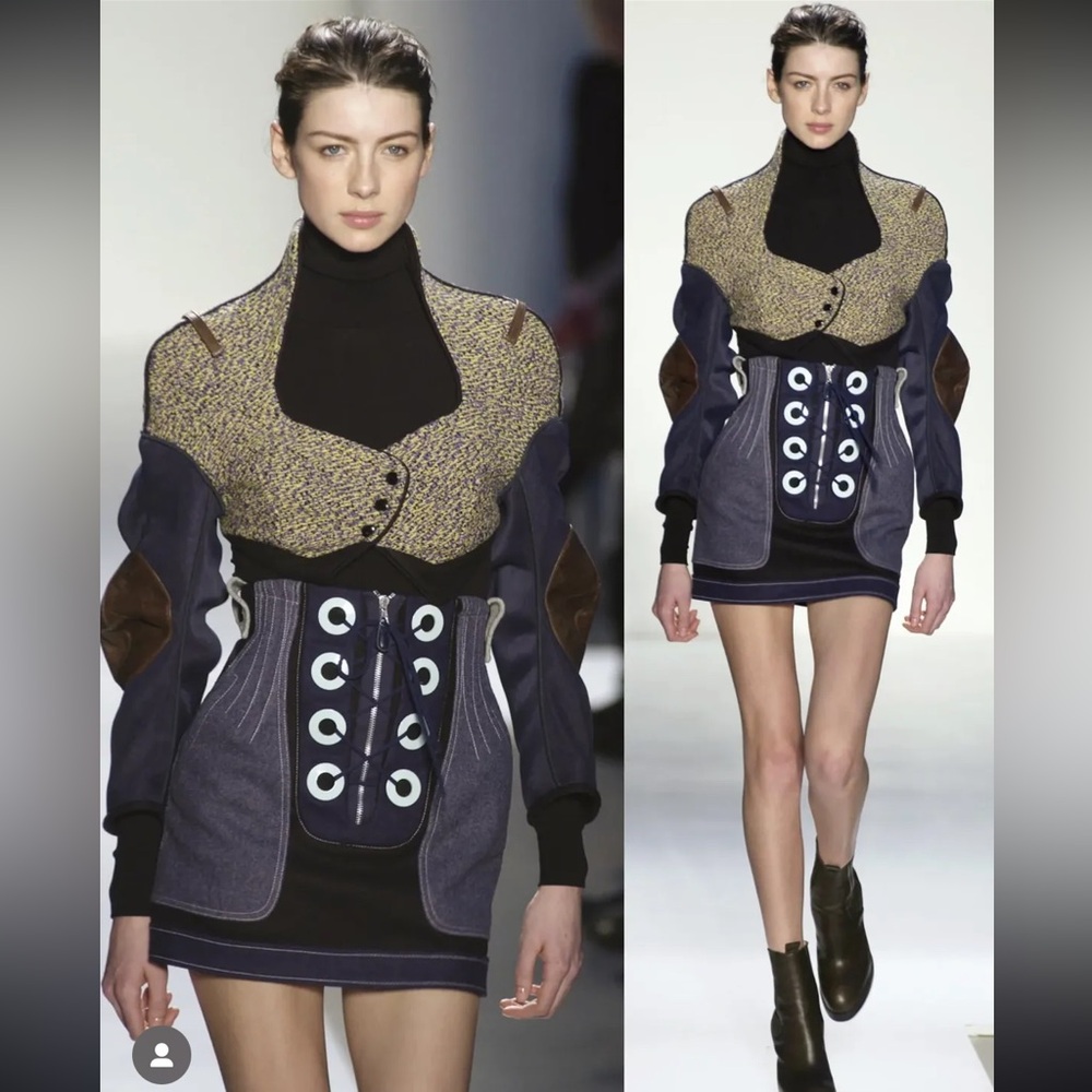 BALENCIAGA Fall 2003 Wool Colorblock Mini Skirt (XS)